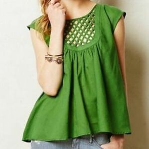 Cotton HD in Paris/Anthropologie Green Lattice Top